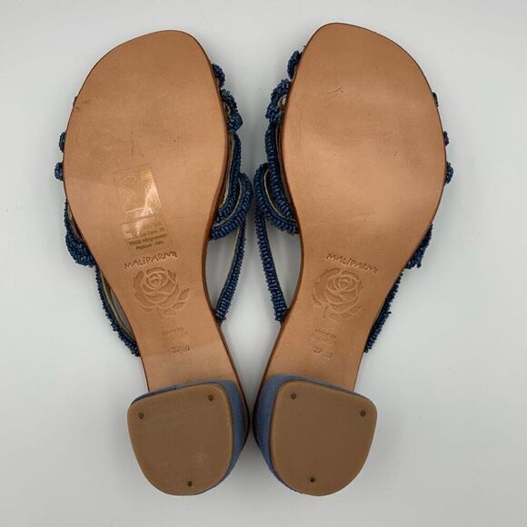 Maliparmi Cuts & Beads Slip On Mule Sandal Blue Size 7 - Picture 9 of 12